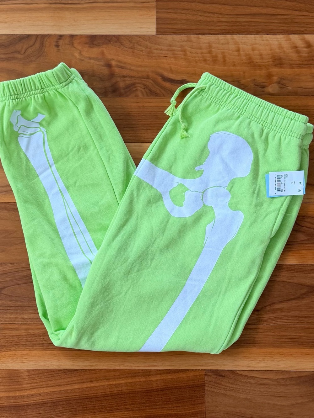 NWT Mighty Fine Neon Green Skeleton Sweatpants Women’s L Halloween Goth Costume
